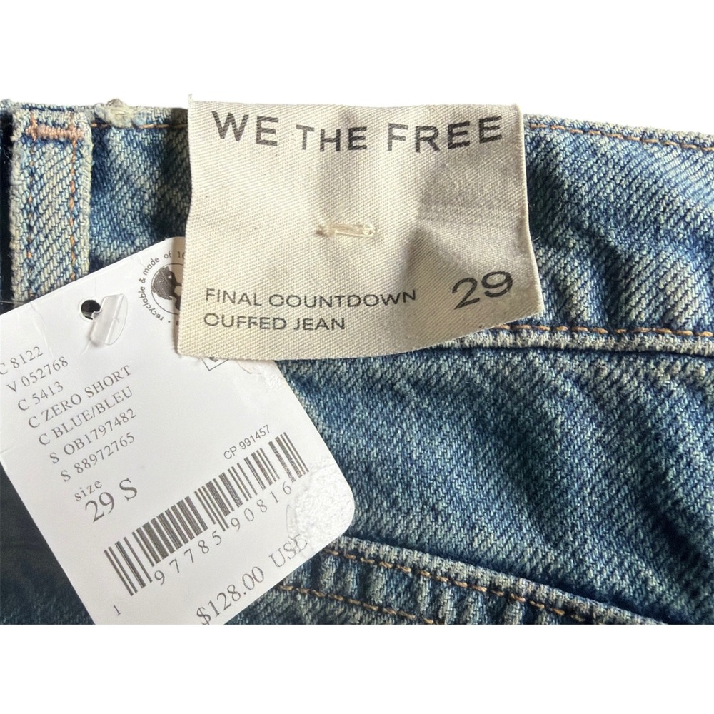 Free People We The Free Final Countdown Cuffed Wide Leg Jean Blue Size 29 S NWT - Picture 5 of 12